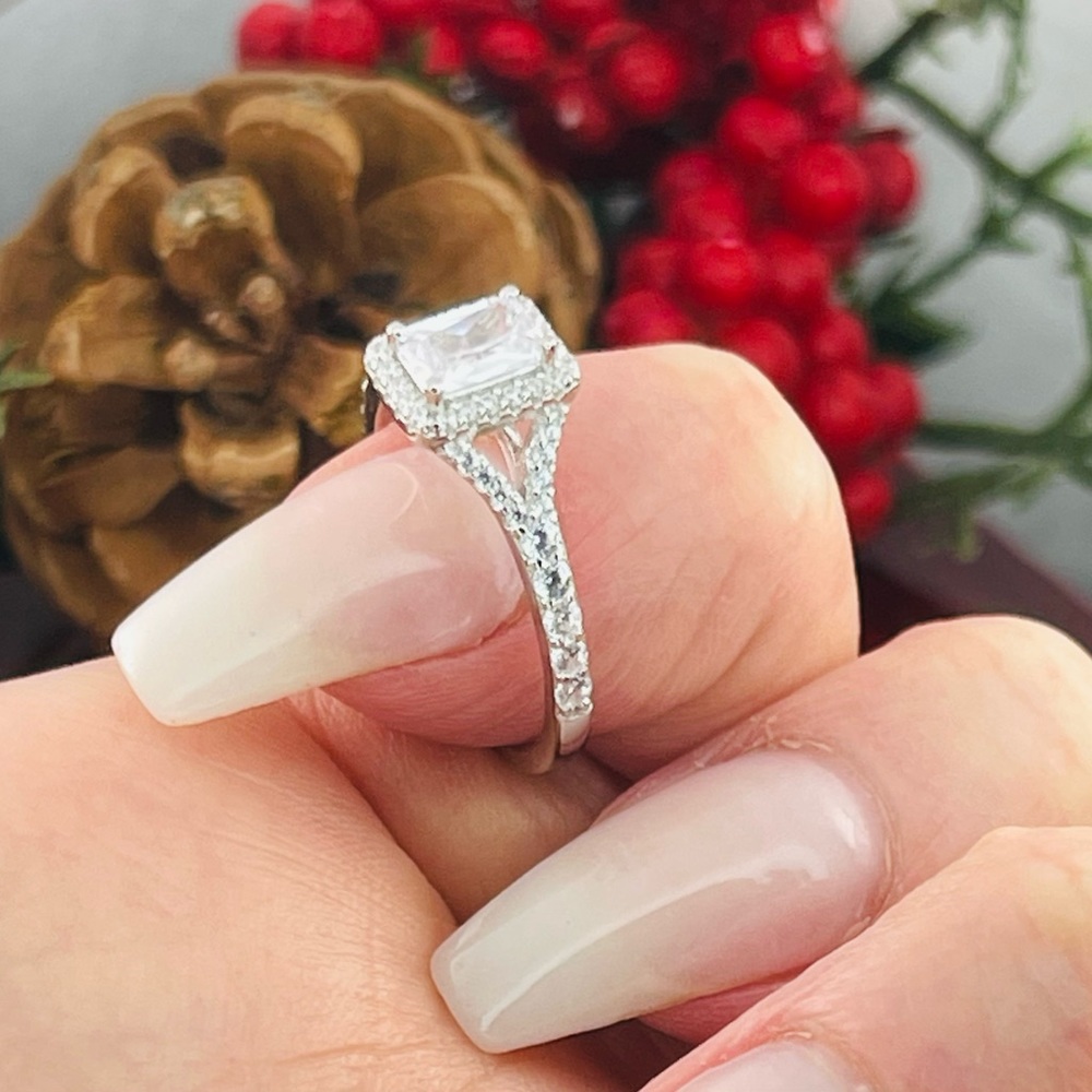 Solid 925 Sterling Silver Clear Crystal Engagemen… - image 4